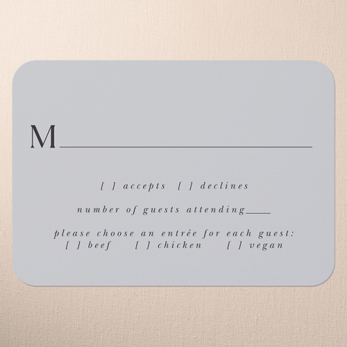 Wooden Wonders Wedding Response Card, Black, Pearl Shimmer Cardstock, Rounded