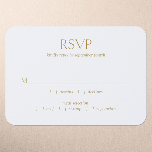 Editable Icon Wedding Response Card, Yellow, Write Your Own Greeting, Matte, Signature Smooth Cardstock, Rounded