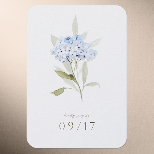 Hydrangea Highlight Wedding Response Card, Blue, Matte, Signature Smooth Cardstock, Rounded, Blue