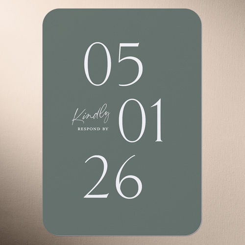 Staggered Type Wedding Response Card, Green, 100% Recycled Cardstock , Rounded, Green