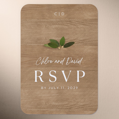 Illuminated Leaves Wedding Response Card, Beige, Matte, Signature Smooth Cardstock, Rounded, Latte