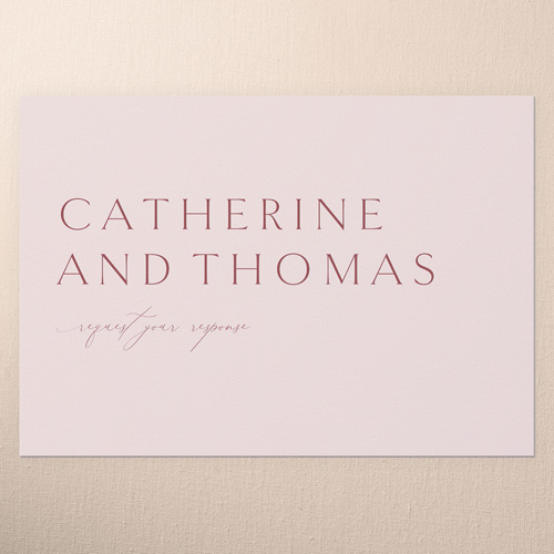Smooth Sweeping Script Wedding Response Card, Pink, Matte, 100% Recycled Cardstock , Square, Chenille