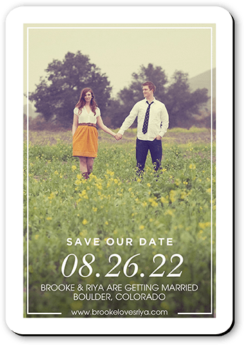 Absolutely In Love Save The Date, White, Magnet, Matte