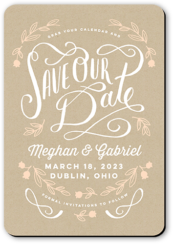 Swirled Type Save The Date, Brown, Matte