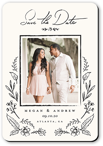 Antique Floral Save The Date, Rounded Corners