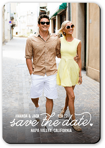 Reserved Script Save The Date, White, Magnet, Matte