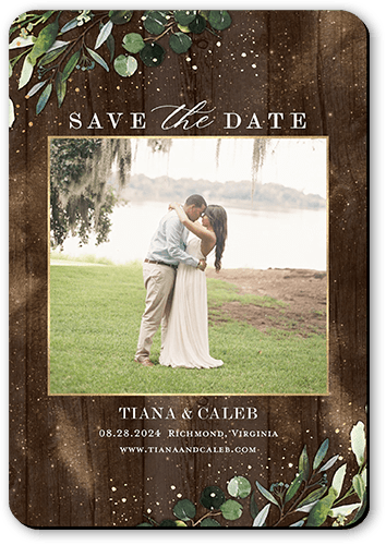 Rustic Woods Save The Date, Brown, Magnet, Matte