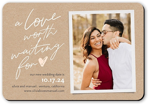 Waiting and Loving Save The Date, Beige, Magnet, Matte