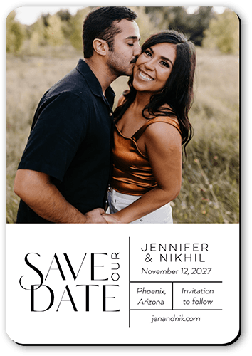 Interlocked Day Save The Date, White, Magnet, Matte, White