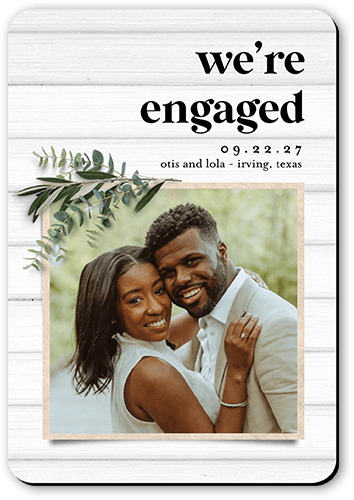 Now Engaged Save The Date, White, Magnet, Matte