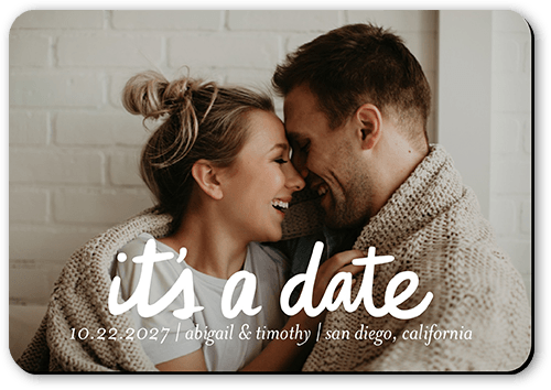 Date Is Set Save The Date, White, Magnet, Matte