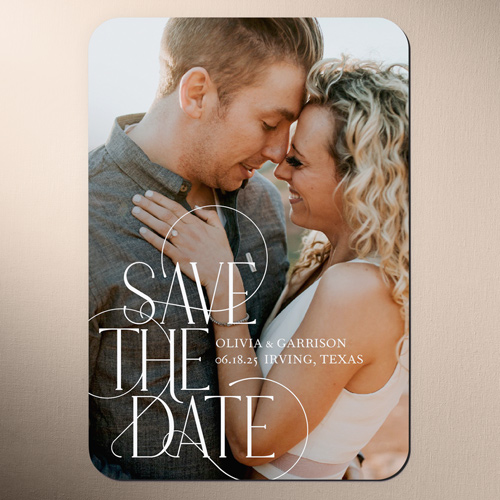 Peaceful Penmanship Save The Date, none, White, Magnet, Matte