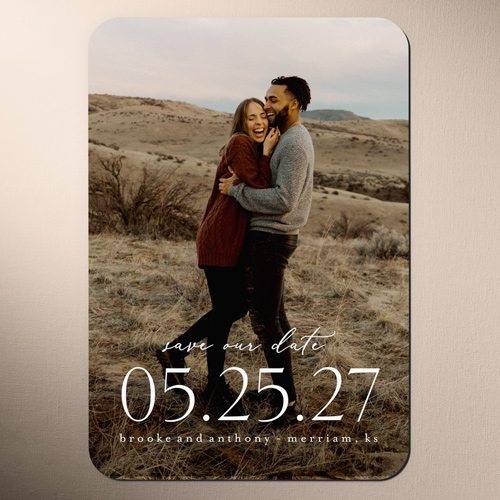 Date Saved Save The Date, White, none, Magnet, Matte