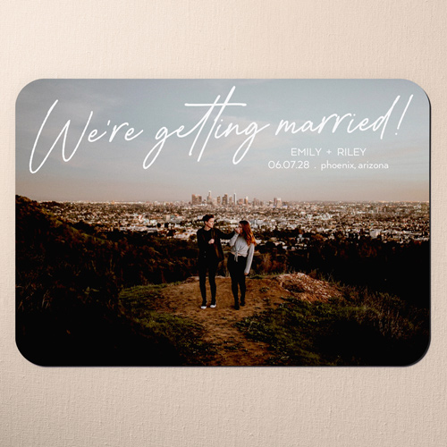 Marriage Awaits Save The Date, White, Magnet, Matte