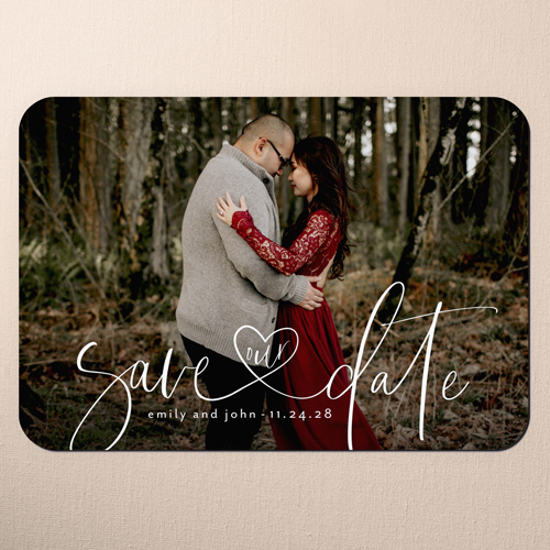 Hearts Entwined Save The Date, White, Magnet, Matte