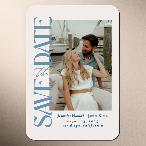 Dockside Moment Save The Date, Blue, Magnet, Matte, Powder Blue