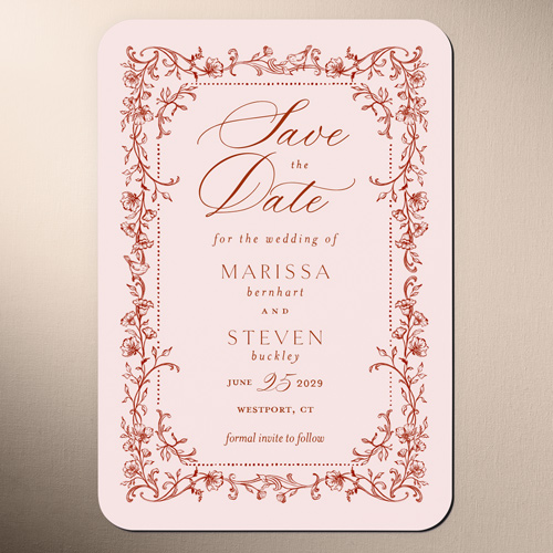 Framed Fantasy Save The Date, Pink, Magnet, Matte, Flamingo