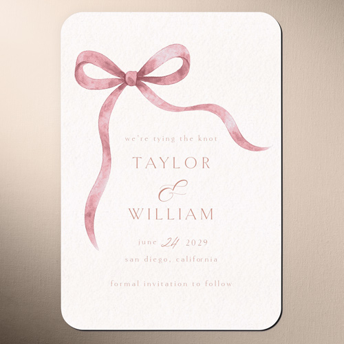 Great Bow Save The Date, Pink, Magnet, Matte, Desert Rose