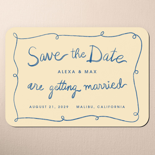 Doodle Frame Save The Date, Yellow, Magnet, Matte, Sunflower