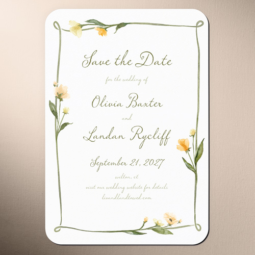 Watercolor Hem Save The Date, Yellow, Magnet, Matte, Sunflower