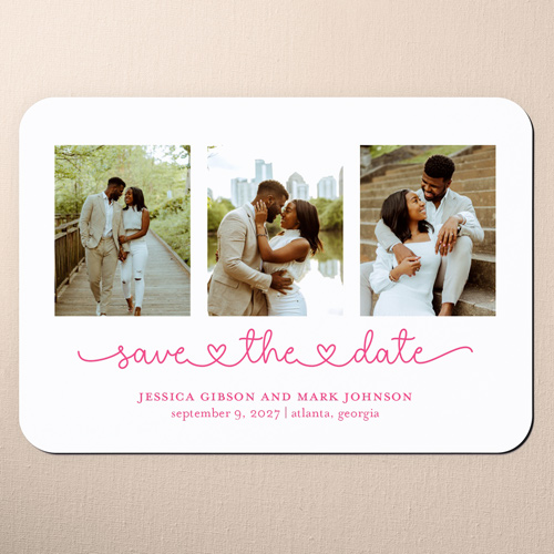 Looped Hearts Save The Date, Pink, Magnet, Matte, Ballet Slipper