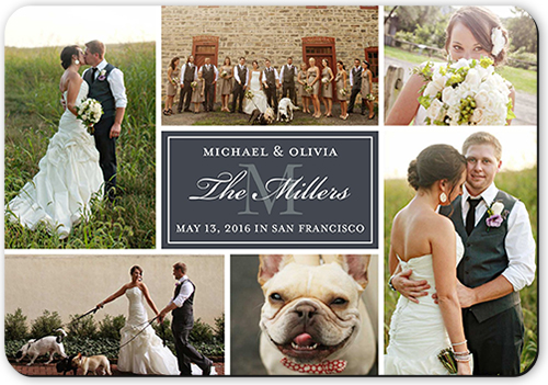 Monogram Match Wedding Announcement, Grey, Magnet, Matte, Charcoal