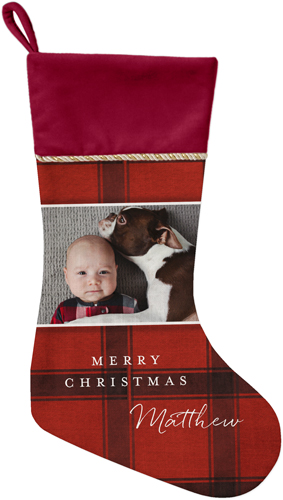 Classic Holiday Plaid Christmas Stocking, Red, Red