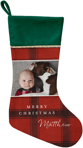 Classic Holiday Plaid Christmas Stocking, Green, Red