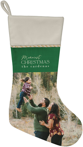 Merriest Colorblock Christmas Stocking, Natural, Green, forest