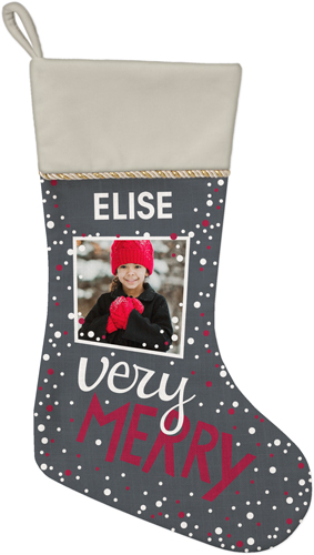 Very Merry Christmas Stocking, Natural, Gray