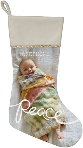 Spreading Peace Christmas Stocking, Natural, White