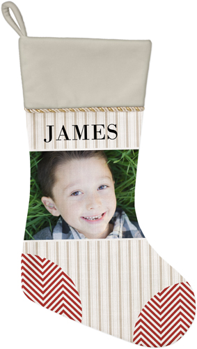 Photo Stripes and Chevrons Christmas Stocking, Natural, Beige, wheat