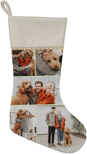 Gallery of Five Christmas Stocking, Natural, Green, sage