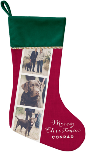 Gallery of Three Filmstrip Christmas Stocking, Green, Multicolor