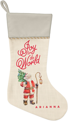 Vintage Santa Christmas Stocking, Natural, Red, fire engine