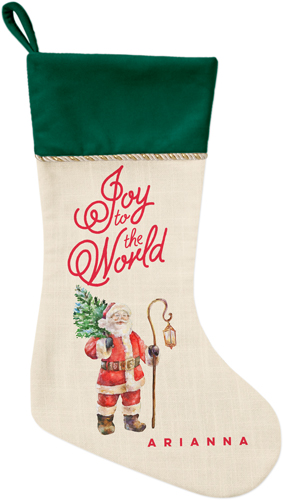 Vintage Santa Christmas Stocking, Green, Red