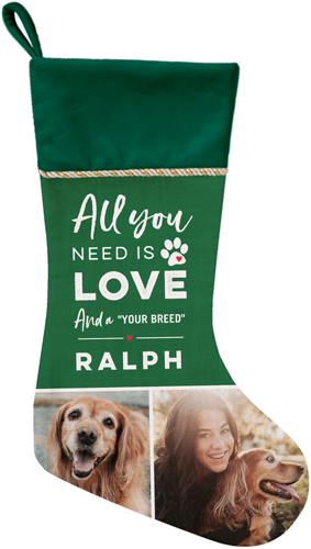 All You Need Is Love Christmas Stocking, Green, Green