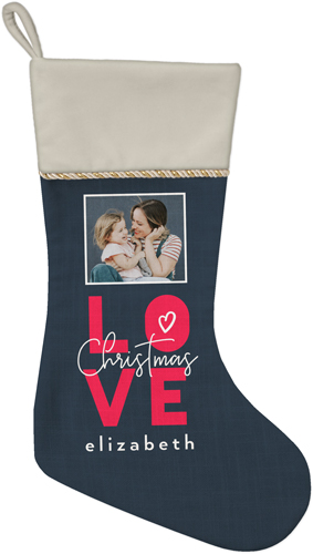 Christmas in Love Christmas Stocking, Natural, Red