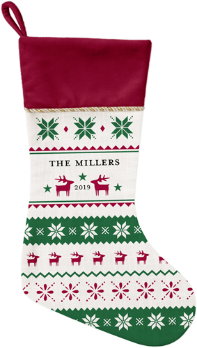 Fair Isle Christmas Stocking, Red, Green