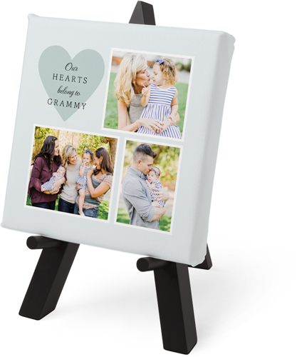 Our Hearts Tabletop Canvas Print, 6x6, No Frame, Tabletop Canvas, Gray