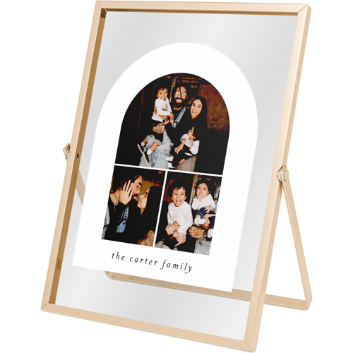 Arch Trio Tabletop Floating Framed Print, 5x7, Gold, White, white
