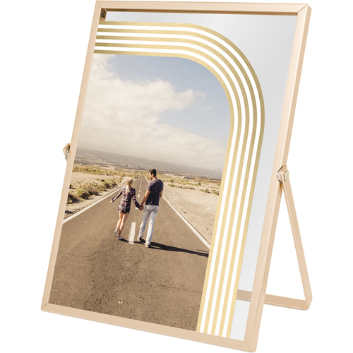 Golden Arches Tabletop Floating Framed Print, 5x7, Gold, White, white