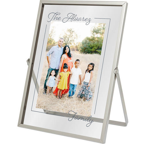 Outline Border Tabletop Floating Framed Print, 5x7, Silver, Gray