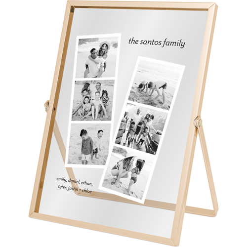 Photo Strip Tabletop Floating Framed Print, 5x7, Gold, White