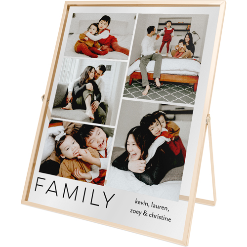Family Gallery Of Five Tabletop Floating Framed Print, 8x10, Gold, Multicolor