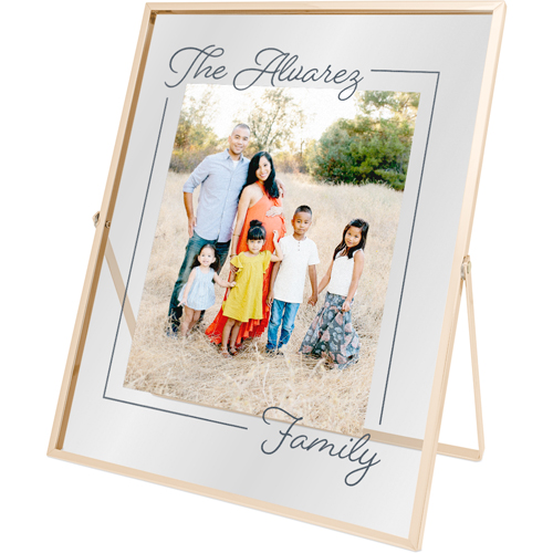 Outline Border Tabletop Floating Framed Print, 8x10, Gold, Gray