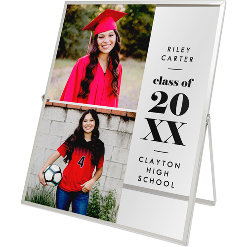 Stacked Grad Tabletop Floating Framed Print, 8x10, Silver, Black