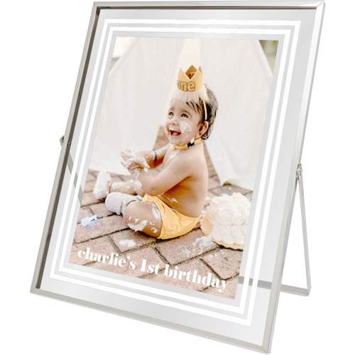 Simple Border Tabletop Floating Framed Print, 8x10, Silver, White