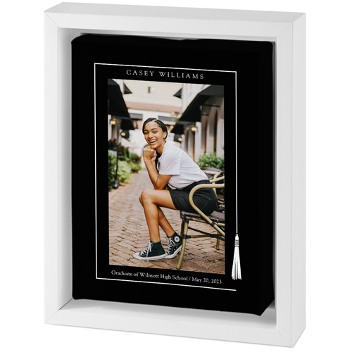 Tassel Border Tabletop Framed Canvas Print, 5x7, White, Tabletop Framed Canvas Prints, Black