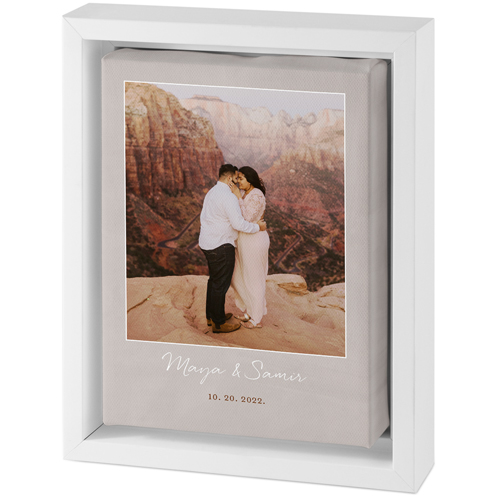 Asymmetrical Frame Tabletop Framed Canvas Print, 5x7, White, Tabletop Framed Canvas Prints, Beige